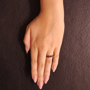 Aliança Em Ouro 18K E Ametistas