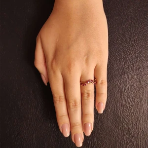 Aliança Ouro 18K E Rubis