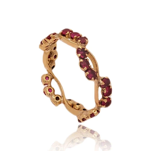 Aliança Ouro 18K E Rubis