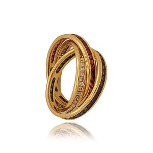 Aliança Ouro 18K, Rubis, Safiras E Diamantes