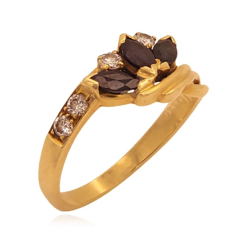 Anel Em Ouro 18K, Safiras e Diamantes