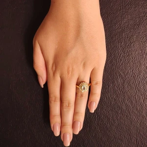 Anel Ouro 18K, Água Marinha E Diamantes