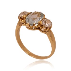 Anel Ouro 18K, Água Marinha E Diamantes