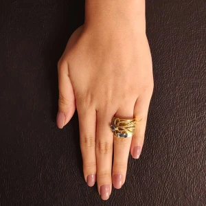 Anel Ouro 18K, Águas Marinhas E Diamantes