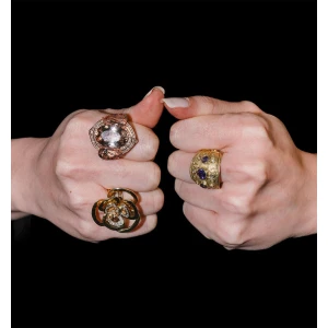 Anel Ouro 18K (Rose), Morganitas E Diamantes