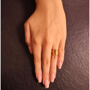 Anel Ouro 18K, Citrino E Diamante