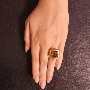 Anel Ouro 18K, Citrino E Diamantes