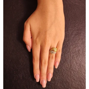 Anel Ouro 18K Duas Cores E Diamantes