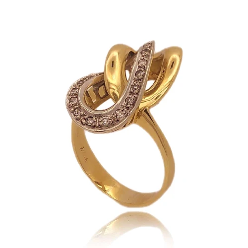 Anel Ouro 18K Duas Cores E Diamantes