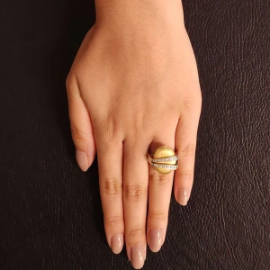 Anel Ouro 18K Duas Cores E Diamantes