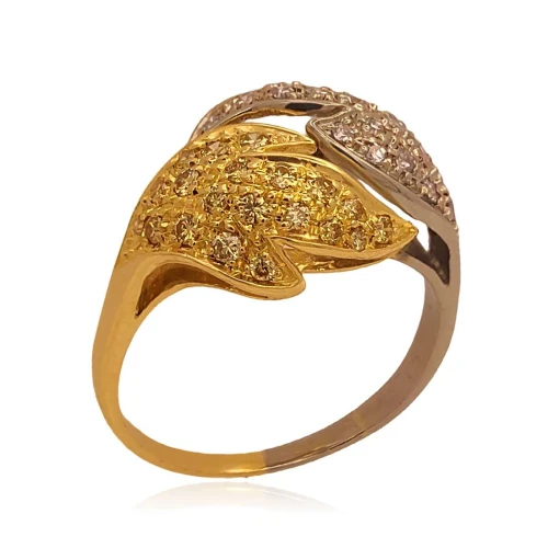 Anel Ouro 18K Duas Cores E Diamantes
