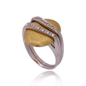 Anel Ouro 18K Duas Cores E Diamantes