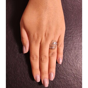 Anel Ouro 18K Duas Cores E Diamantes