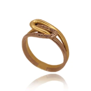 Anel Ouro 18K Duas Cores E Diamantes