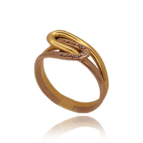 Anel Ouro 18K Duas Cores E Diamantes