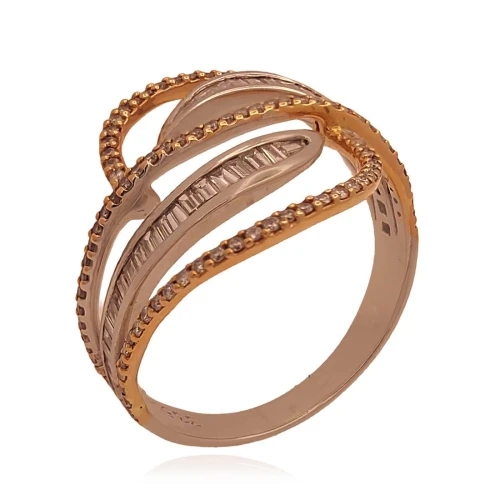 Anel Ouro 18K Duas Cores E Diamantes