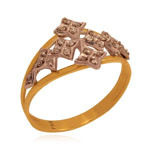 Anel Ouro 18K Duas Cores E Diamantes