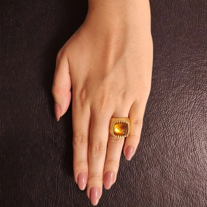 Anel Ouro 18K E Citrino C. Amorim