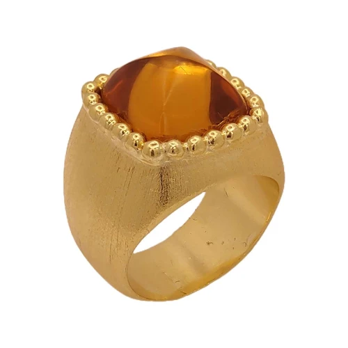 Anel Ouro 18K E Citrino C. Amorim