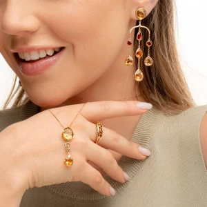 Anel Ouro 18K E Citrinos