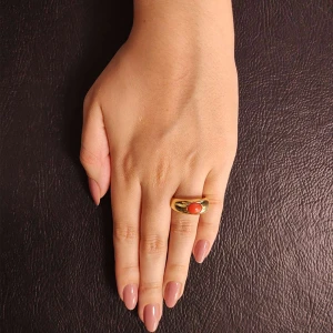 Anel Ouro 18K E Coral