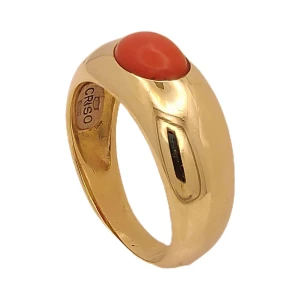 Anel Ouro 18K E Coral