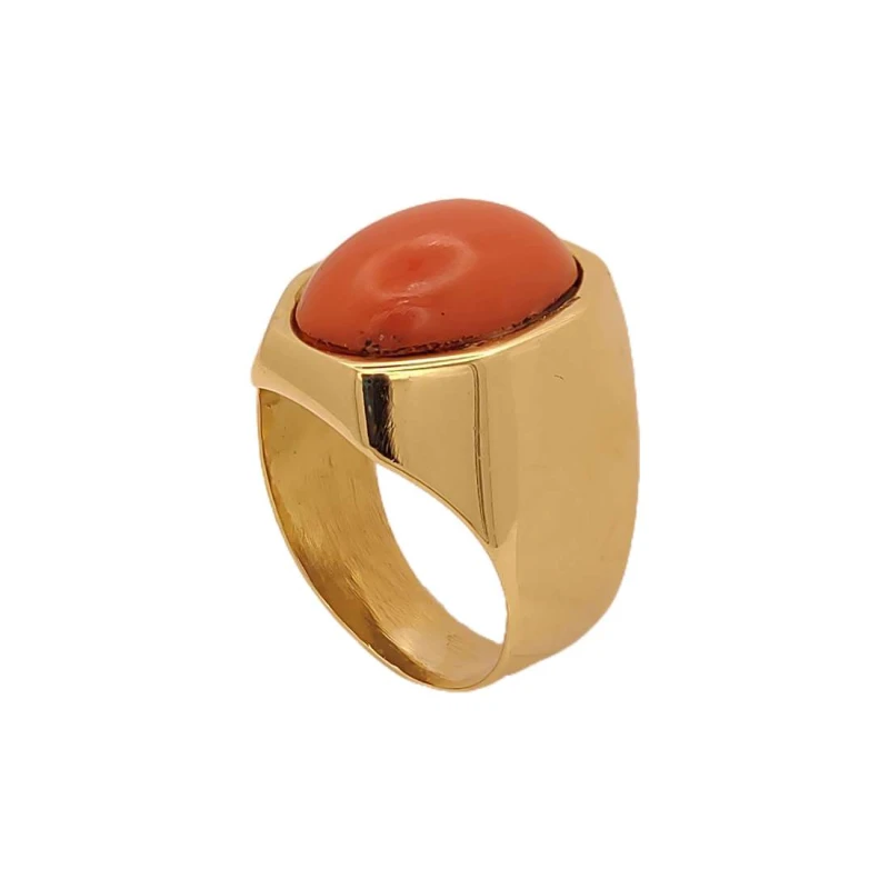 Anel Ouro 18K E Coral Anel Ouro 18K E Coral