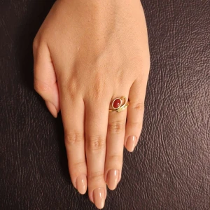Anel Ouro 18K E Coral