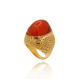 Anel Ouro 18K E Cornalina