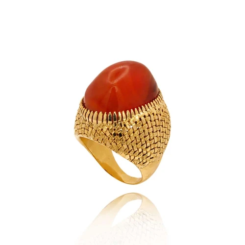 Anel Ouro 18K E Cornalina