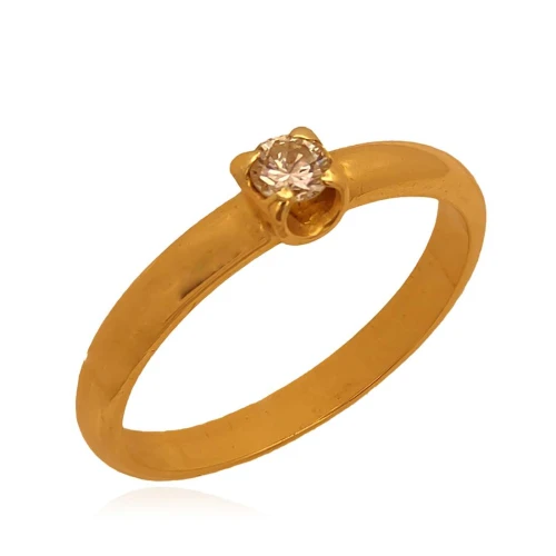 Anel Ouro 18K E Diamante Solitário