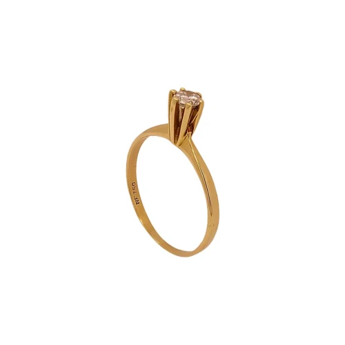 Anel Ouro 18K E Diamante Solitário