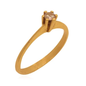 Anel Ouro 18K E Diamante Solitário