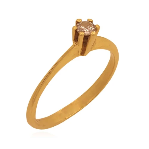 Anel Ouro 18K E Diamante Solitário