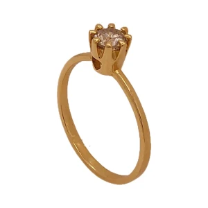 Anel Ouro 18K E Diamante Solitário