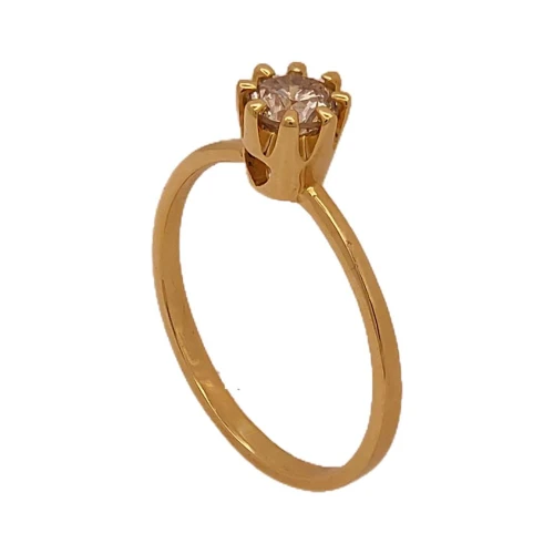 Anel Ouro 18K E Diamante Solitário