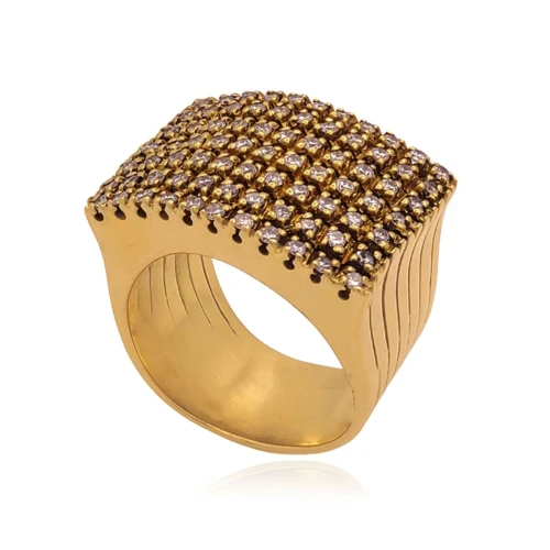 Anel Ouro 18K E Diamantes