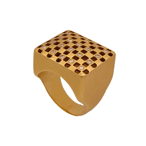 Anel Ouro 18K E Diamantes