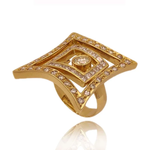 Anel Ouro 18K E Diamantes