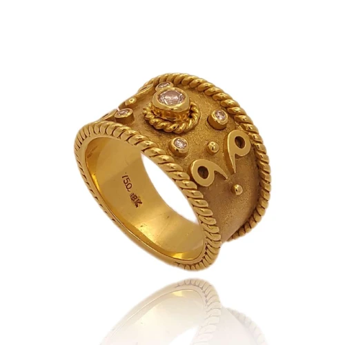 Anel Ouro 18K E Diamantes