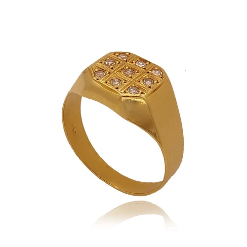 Anel Ouro 18K E Diamantes