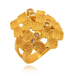 Anel Ouro 18K E Diamantes