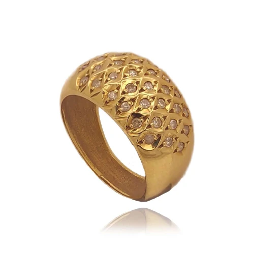 Anel Ouro 18K E Diamantes