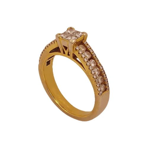 Anel Ouro 18K E Diamantes
