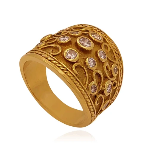 Anel Ouro 18K E Diamantes