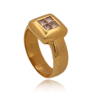 Anel Ouro 18K E Diamantes
