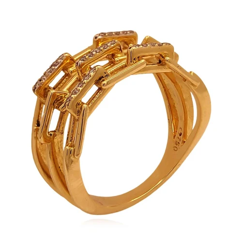 Anel Ouro 18K E Diamantes