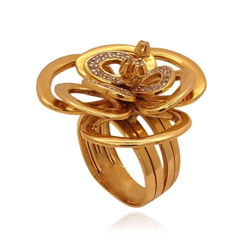 Anel Ouro 18K E Diamantes