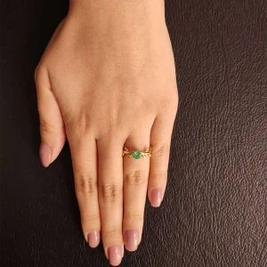 Anel Ouro 18K E Esmeralda