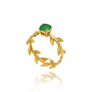 Anel Ouro 18K E Esmeralda